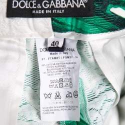 Dolce & Gabbana Green Banana Leaf Print Jacquard Trousers S