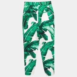 Dolce & Gabbana Green Banana Leaf Print Jacquard Trousers S