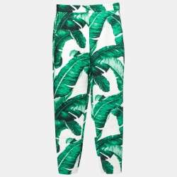 Dolce & Gabbana Green Banana Leaf Print Jacquard Trousers S