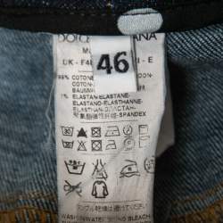 Pre Owned Dolce & Gabbana Deep Blue Denim Pencil Skirt L