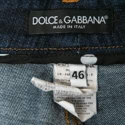 Pre Owned Dolce & Gabbana Deep Blue Denim Pencil Skirt L