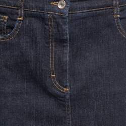 Pre Owned Dolce & Gabbana Deep Blue Denim Pencil Skirt L