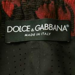 Pre Owned Dolce & Gabbana Red Floral Jacquard Embroidered Trim Cropped Vest XS