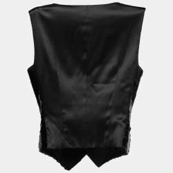 Pre Owned Dolce & Gabbana Black Sequined Satin Vest XS
