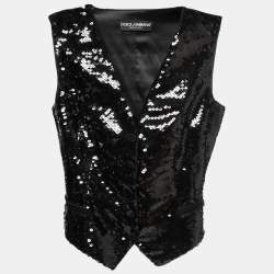 Pre Owned Dolce & Gabbana Black Sequined Satin Vest XS