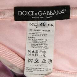 Pre Owned Dolce & Gabbana White Floral Printed Silk Ruched Strapless Gown S