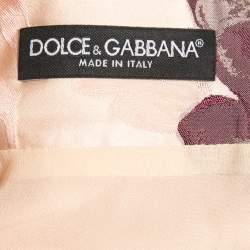 Pre Owned Dolce & Gabbana Light Pink Floral Jacquard Pencil Skirt M