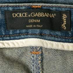Pre Owned Dolce & Gabbana Blue Denim Faded Effect Pretty Jeans XL Waist 36"