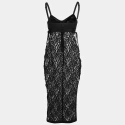 Pre Owned Dolce & Gabbana Black Lace Bustier Bodycon Midi Dress XS