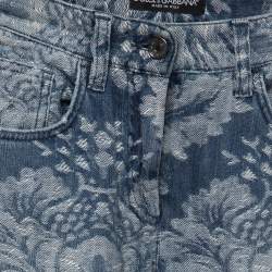 Pre Owned Dolce & Gabbana Blue Jacquard Denim Jeans XS Waist 24"