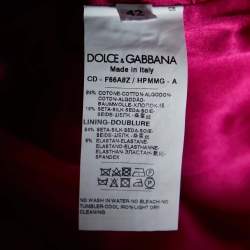 Pre Owned Dolce & Gabbana Fuchsia Pink Cat Jacquard Sheath Dress M
