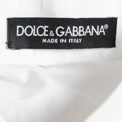 Pre Owned Dolce & Gabbana White Cotton Panel Detail Button Front Shirt S