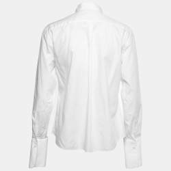 Pre Owned Dolce & Gabbana White Cotton Panel Detail Button Front Shirt S