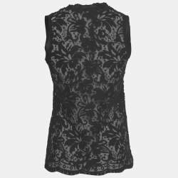 Pre Owned Dolce & Gabbana Black Floral Lace Sleeveless Top S