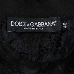 Pre Owned Dolce & Gabbana Black Floral Lace Sleeveless Top S