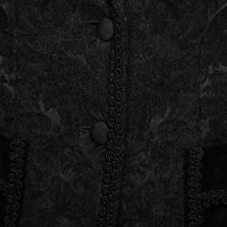 Dolce & Gabbana Black Floral Jacquard Lace Trim Blazer M