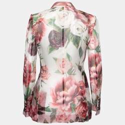 Pre Owned Dolce & Gabbana Pink Floral Silk Organza Single-Breasted Blazer M