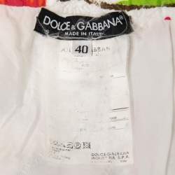 Pre Owned Dolce & Gabbana White Floral Jacquard Buttoned Mini Skirt S