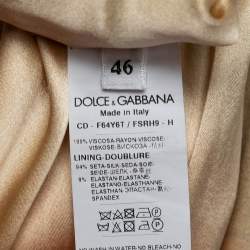 Pre Owned Dolce & Gabbana Pink Rose Printed Crepe Midi Dress L