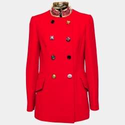 Dolce & Gabbana Red Wool Double-Breasted Coat M