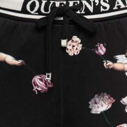Pre Owned Dolce & Gabbana Black Angel Print Cotton Track Pants XS