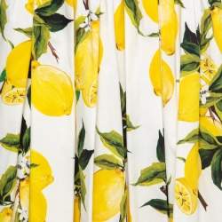 Pre Owned Dolce & Gabbana White Lemon Printed Cotton Skirt M