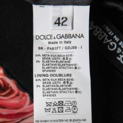 Pre Owned Dolce & Gabbana Multicolor Rose Printed Silk Pencil Skirt M