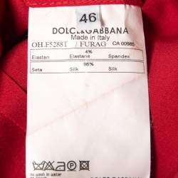 Pre Owned Dolce & Gabbana Red Stretch Silk Satin Button Front Shirt L