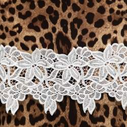 Pre Owned Dolce & Gabbana Brown Leopard Print Silk Lace Trimmed Skirt M