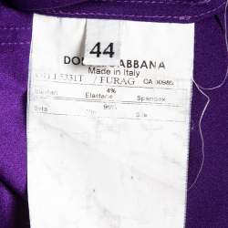 Pre Owned Dolce & Gabbana Purple Stretch Silk Satin Button Front Shirt M