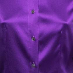 Pre Owned Dolce & Gabbana Purple Stretch Silk Satin Button Front Shirt M