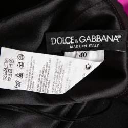 Pre Owned Dolce & Gabbana Magenta Pink Stretch Satin Lace Trim Mini Skirt S