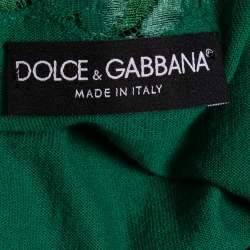 Dolce & Gabbana Green Wool & Lace Trimmed Sleeveless Wrap Top L