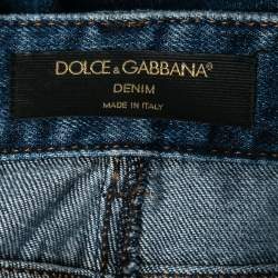 Pre Owned Dolce & Gabbana Inigo Denim Patchwork Frayed Crop Jeans M
