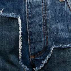Pre Owned Dolce & Gabbana Inigo Denim Patchwork Frayed Crop Jeans M