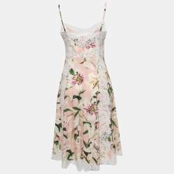 Pre Owned Dolce & Gabbana Pink Floral Print Silk Slip Midi Dress S