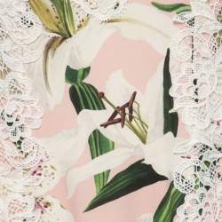 Pre Owned Dolce & Gabbana Pink Floral Print Silk Slip Midi Dress S