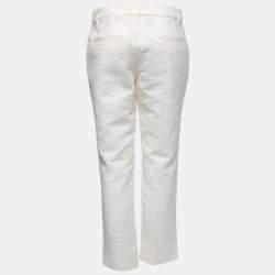 Dolce & Gabbana White Floral Jacquard Tapered Trousers M
