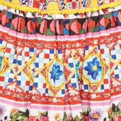 Pre Owned Dolce & Gabbana Multicolor Mambo Carreto Print Cotton Skirt L