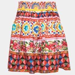 Pre Owned Dolce & Gabbana Multicolor Mambo Carreto Print Cotton Skirt L