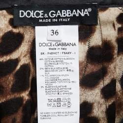 مملوكة مسبقًا Dolce & Gabbana Brown Leopard Print Silk & Lace Pencil Skirt XS