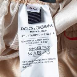 مملوكة مسبقًا Dolce & Gabbana Beige Hen Printed Silk Pajama Trousers S