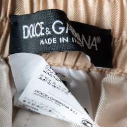 مملوكة مسبقًا Dolce & Gabbana Beige Hen Printed Silk Pajama Trousers S