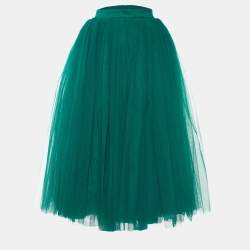 Pre Owned Dolce & Gabbana Green Tulle Midi Skirt S