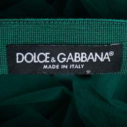 Pre Owned Dolce & Gabbana Green Tulle Midi Skirt S