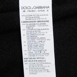 Pre Owned Dolce & Gabbana Black Floral Lace Appliquè Long Sleeve Jumper M