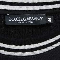 Pre Owned Dolce & Gabbana Black Floral Lace Appliquè Long Sleeve Jumper M