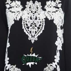 Pre Owned Dolce & Gabbana Black Floral Lace Appliquè Long Sleeve Jumper M