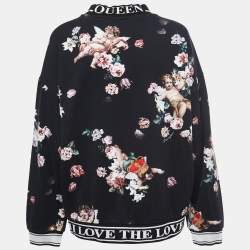 مملوكة مسبقًا Dolce & Gabbana Black Jersey Floral And Angel Print Long Sleeve Sweatshirt M