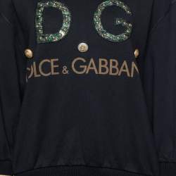 Pre Owned Dolce & Gabbana Black Terry Cotton Embellished Jumper S